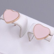 Сережки-гвоздики Stainless Steel з рожевою емаллю. Сталь. Позолота ЧВ. Довжина: 11 мм. Ширина: 12 мм.
