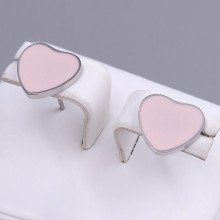 Сережки-гвоздики Stainless Steel з рожевою емаллю. Сталь. Родій. Довжина: 11 мм. Ширина: 12 мм.