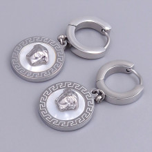 Сережки Stainless Steel. Сталь. Родій. Довжина: 32 мм. Ширина: 15 мм.