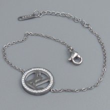 Браслет Stainless Steel. Сталь. Родій. Камені: циркон. Довжина: 17-20 см. Ширина: 16 мм.