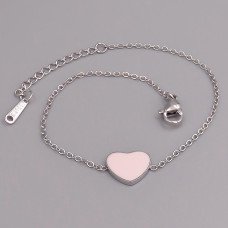 Браслет Stainless Steel з рожевою емаллю. Сталь. Родій. Довжина: 17.5-20.5 см. Ширина: 10 мм.