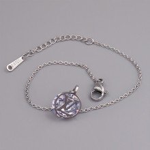 Браслет Stainless Steel. Сталь. Родій. Камені: циркон. Довжина: 17-20 см. Ширина: 10 мм.