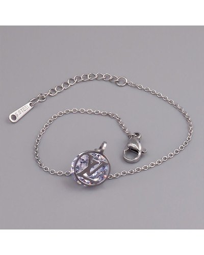 Браслет Stainless Steel. Сталь. Родій. Камені: циркон. Довжина: 17-20 см. Ширина: 10 мм.