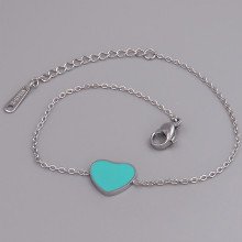 Браслет Stainless Steel з бірюзовою емаллю. Сталь. Родій. Довжина: 17.5-21 см. Ширина: 10 мм.