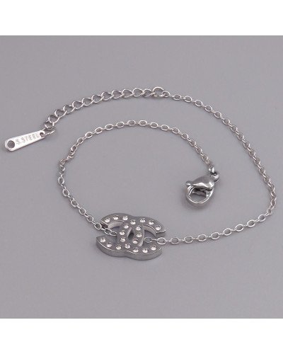 Браслет Stainless Steel. Сталь. Родій. Камені: циркон. Довжина: 17-20.5 см. Ширина: 14 мм.