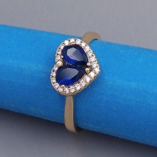 Каблучка XР. Позолота 18К. Камені: білий та синій циркон. Є: 17р 18р 19р