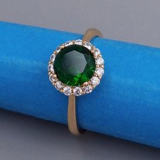 Каблучка XР. Позолота 18К. Камені: білий та зелений циркон. Є: 16р