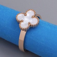 Каблучка Stainless Steel з білою емаллю. Сталь. Позолота ЧВ. Є: 19р 20р