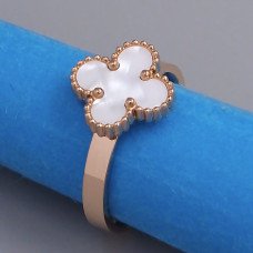Каблучка Stainless Steel з білою емаллю. Сталь. Позолота ЧВ. Є: 19р 20р