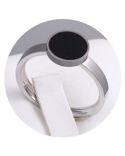 Каблучка Stainless Steel із чорною емаллю. Сталь. Родій. Є: 16р 17р 19р