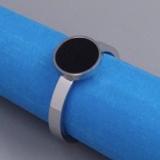 Каблучка Stainless Steel із чорною емаллю. Сталь. Родій. Є: 16р 17р 19р
