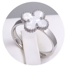 Каблучка Stainless Steel з білою емаллю. Сталь. Родій. Є: 16р 17р 18р 19р 20р