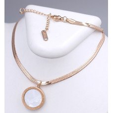 Ланцюжок Stainless Steel з кулоном з білою емаллю. Сталь. Позолота ЧВ. Довжина ланцюжка: 40-45 см