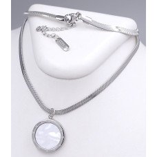 Ланцюжок Stainless Steel з двостороннім кулоном із чорною та білою емаллю. Сталь. Родій. Довжина: 40-45 см
