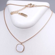 Ланцюжок Stainless Steel з кулоном з білою емаллю. Сталь. Позолота ЧВ. Довжина: 42-47 см