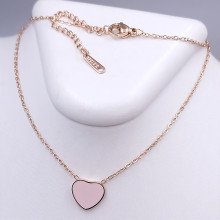 Ланцюжок Stainless Steel з кулоном з рожевою емаллю. Сталь. Позолота ЧВ. Довжина ланцюжка: 41-47 см