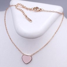 Ланцюжок Stainless Steel з кулоном з рожевою емаллю. Сталь. Позолота ЧВ. Довжина ланцюжка: 41-47 см