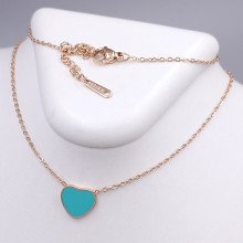 Ланцюжок Stainless Steel з кулоном з бірюзовою емаллю. Сталь. Позолота ЧВ. Довжина ланцюжка: 42.5-48 см