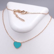 Ланцюжок Stainless Steel з кулоном з бірюзовою емаллю. Сталь. Позолота ЧВ. Довжина ланцюжка: 42.5-48 см