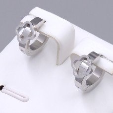 Сережки Stainless Steel. Сталь. Родій. Діаметр: 13 мм. Ширина: 8 мм.