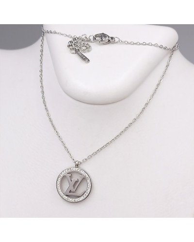 Ланцюжок із кулоном Stainless Steel. Сталь. Родій. Камені: циркон. Довжина ланцюжка: 40-45 см