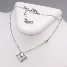 Ланцюжок із кулоном Stainless Steel. Сталь. Родій. Камені: циркон. Довжина ланцюжка: 41-46 см