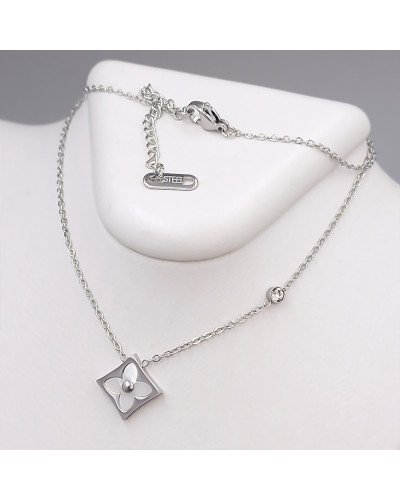 Ланцюжок із кулоном Stainless Steel. Сталь. Родій. Камені: циркон. Довжина ланцюжка: 41-46 см