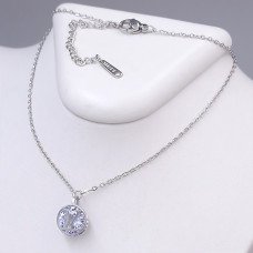 Ланцюжок із кулоном Stainless Steel. Сталь. Родій. Камені: циркон. Довжина ланцюжка: 41-46 см