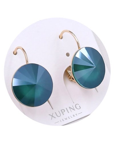 Сережки XР. Позолота 18К. Камені: Swarovski зеленого кольору. Довжина: 22 мм. Ширина: 14 мм.