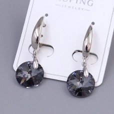Сережки ХР. Родій. Камені: Swarovski та циркон. Довжина: 35 мм. Ширина: 12 мм.
