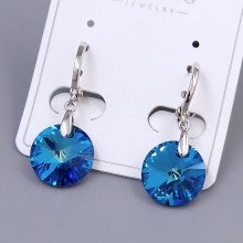 Сережки ХР. Родій. Камені: Swarovski бірюзового кольору. Довжина: 27 мм. Ширина: 12 мм.
