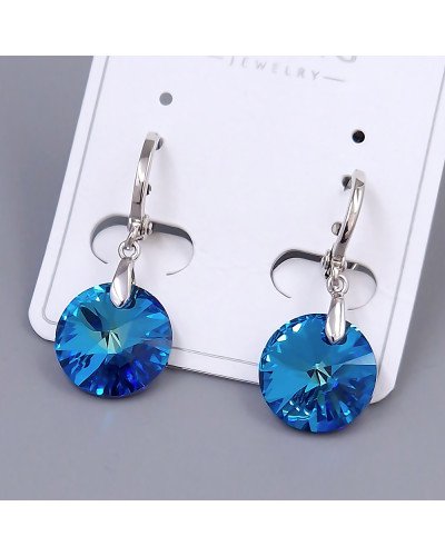 Сережки ХР. Родій. Камені: Swarovski бірюзового кольору. Довжина: 27 мм. Ширина: 12 мм.