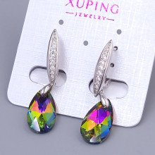 Сережки ХР. Родій. Камені: Swarovski та циркон. Довжина: 38 мм. Ширина: 10 мм.