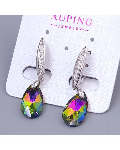 Сережки ХР. Родій. Камені: Swarovski та циркон. Довжина: 38 мм. Ширина: 10 мм.
