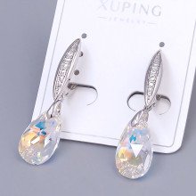 Сережки ХР. Родій. Камені: Swarovski бензинового кольору та циркон. Довжина: 38 мм. Ширина: 10 мм.