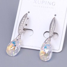 Сережки ХР. Родій. Камені: Swarovski бензинового кольору та циркон. Довжина: 38 мм. Ширина: 10 мм.