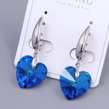 Сережки ХР. Родій. Камені: Swarovski синьо-бірюзового кольору. Довжина: 36 мм. Ширина: 13 мм.