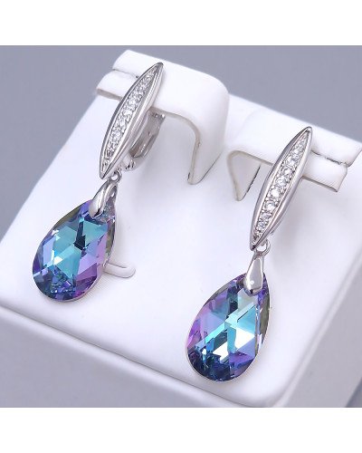 Сережки ХР. Родій. Камені: Swarovski та циркон. Довжина: 37 мм. Ширина: 9 мм.