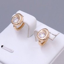 Сережки ХР. Позолота 18К. Камені: білий циркон. Діаметр: 11 мм. Ширина: 8 мм.