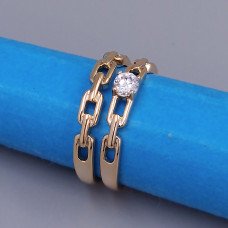Подвійна каблучка XР. Позолота 18К. Камені: білий циркон. Є: 16р 17р 18р 19р 20р