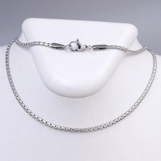 Ланцюжок Stainless Steel. Сталь. Родій. Довжина: 55 см. Ширина: 2 мм.