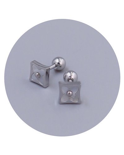 Сережки-гвоздики Stainless Steel з білою емаллю. Сталь. Родій. Довжина: 6 мм. Ширина: 6 мм.