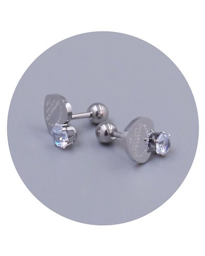 Сережки-гвоздики Stainless Steel. Сталь. Родій. Камені: білий циркон. Довжина: 11 мм. Ширина: 8 мм.