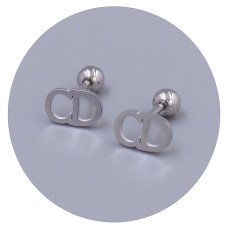 Сережки-гвоздики Stainless Steel. Сталь. Родій. Довжина: 5 мм. Ширина: 8 мм.