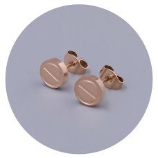 Сережки-гвоздики Stainless Steel. Сталь. Позолота ЧВ. Діаметр: 7 мм