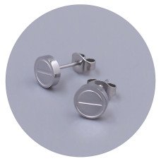 Сережки-гвоздики Stainless Steel. Сталь. Родій. Діаметр: 7 мм