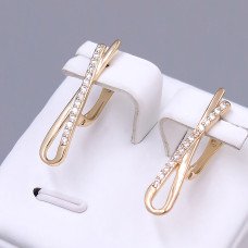 Сережки ХР. Позолота 18К. Камені: білий циркон. Довжина: 26 мм. Ширина: 5 мм.
