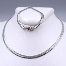 Ланцюжок Stainless Steel. Сталь. Родій. Довжина: 60 см. Ширина: 4 мм. Плоский снейк