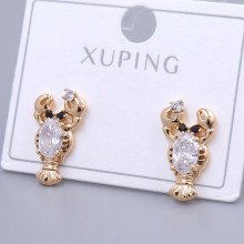 Сережки-гвоздики XР. Позолота 18К. Камені: білий циркон. Довжина: 15 мм. Ширина: 9 мм.