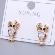 Сережки-гвоздики XР. Позолота 18К. Камені: білий циркон. Довжина: 15 мм. Ширина: 9 мм.